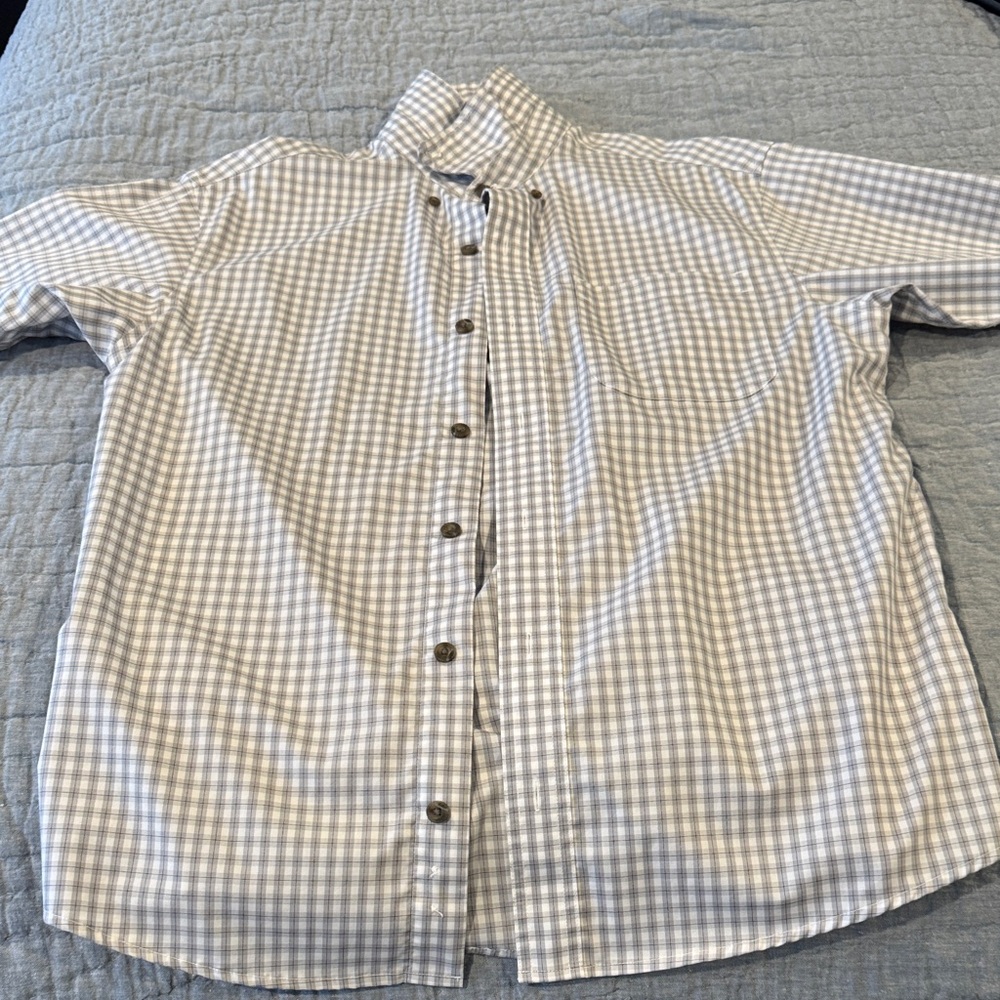 RedHead Men's White and Gray Plaid Button Down Shirt